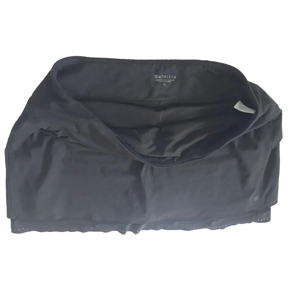 Athleta Women's Yoga Athletic‎ Tennis Skirt Built-In Briefs Spandex Black Nylon